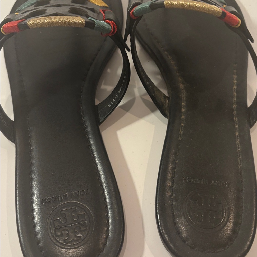 Colorful Tory Burch Miller Logo‎ Black Sandals 9.5 - Picture 7 of 9